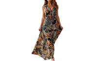 Womens V-Neck Floral Long Maxi Dress