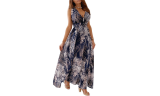 Womens V-Neck Floral Long Maxi Dress