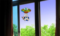 Cartoon UFO Alien Cow Acrylic Window Hanging Ornament