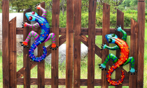 Colorful Metal Gecko Wall Sculptures Ornaments Decor 