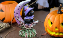 Halloween Crescents And Black Cats Statue