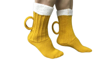Funny Knitted Beer Socks with Handcrafted Handle