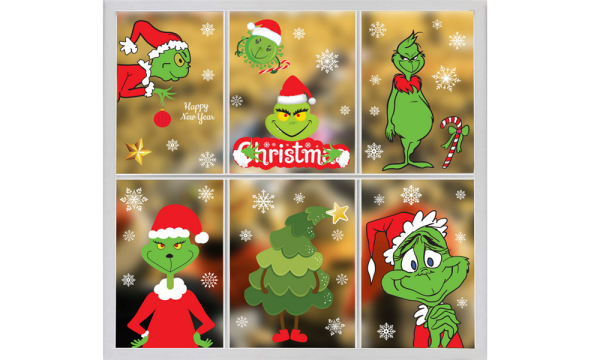 Christmas Decorations Grinch Wall Sticker