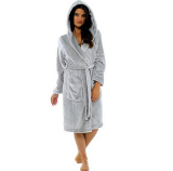 Women Winter Plush Thermal Long Bath Robe