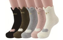 3 or 5 pairs Women's Coral Fleece Cat Socks 