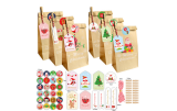 24pcs Christmas Kraft Goody Gift Paper Bags Set