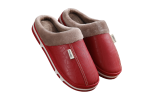 Women and Men's  Plush Waterproof Leather Slippers