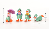 4Pcs Raincoat Duck Miniature Figurines Ornament