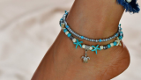  Starfish & Turtle Beaded Charm Anklet
