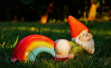 Naughty Gnome Figurine with Rainbow