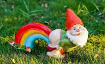 Naughty Gnome Figurine with Rainbow