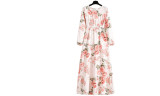 Women's Floral Print Flowy Ruffle Long Dress