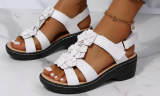 Women's Flower Decor T-Strap Sandals