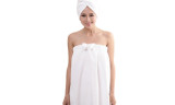 Women Bath Wrap for Shower with Hair Wrap Warm Loungewear Spa Wrap
