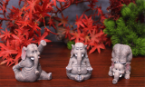 3Pcs Yoga Elephant Statue Set