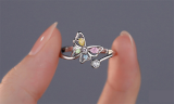 Multicolor Butterfly Adjustable Ring with Crystals