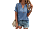 Women's Two-Button V-Neck Top