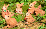 3Pcs Mini Rabbit Garden Statues Decor