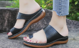 Women's Slide Ring Toe Hollow Flip Flops Bunion Corrector Wedge Sandal