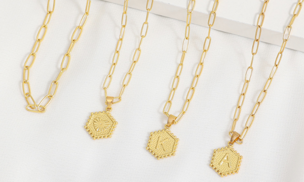 Layered Hexagon Initial Necklace