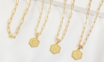 Layered Hexagon Initial Necklace