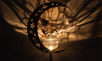Fairy Solar Lights Lamp Outdoor Led Light Metal Moon Angel Statues 