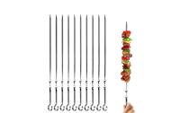 10Pcs Reuseable Stainless Steel BBQ Skewers with Storage bag 