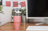 Portable Stainless-Steel Insulated Cup Travel Tumbler with Hidden Straw and Handle 
