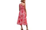 Women One Shoulder Sleeveless Floral Flowy Beach Boho Maxi Dress