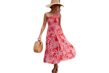 Women One Shoulder Sleeveless Floral Flowy Beach Boho Maxi Dress