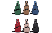 Crossbody Casual Oxford Cloth Chest  Bag With USB Charging Port