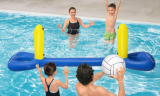 Inflatable Pool Float Set Volleyball Net & Basketball Hoops With Inflation Pump