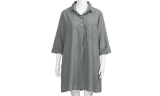 Women's V Neck Loose Casual 3/4 Sleeve Shirt Dress with Pockets