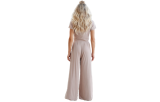 Women's 2 Piece Crop Top Wide Leg Pants with Pockets