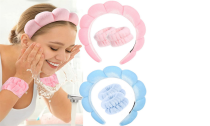 3Pcs Spa Headband for Washing Face Wristband Set