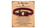 To My Son Or Grandson Nautical Knot  Bracelet With Card