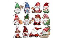 24Pcs Christmas Wooden Gnomes Cars Ornaments 