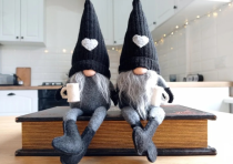 Christmas Coffee Bar Plush Knitted Love Gnome Dolls Decorations