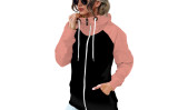 Women Color Block Hooded Zip-Up Sweatshirt with Pockets