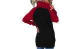 Women Color Block Hooded Zip-Up Sweatshirt with Pockets