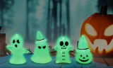 8 Pcs Luminous Miniature Pumpkin Ghost Figurines Ornament