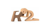 Wooden Carving Dog Statue Gift for Dog Lover