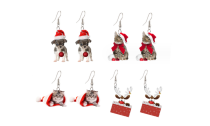 4Pairs Christmas Dog Puppy Cats Acrylic Drop Dangle Earrings