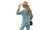 Women's Hooded Stitching Buttons Long-sleeved Sweater Tops