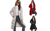 Women's Hooded Mid length Slim Fit Warm Coat