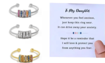 To My Daughter Anti-Anxiety Cubic Zirconia Beads Ring