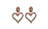  Large Heart Rhinestone Dangle Earrings