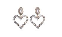  Large Heart Rhinestone Dangle Earrings