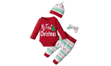 4 Pcs Set Baby Girl Boy Christmas My 1st Outfit