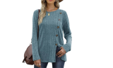 Womens Long Sleeve Button Front Slit Tunic Tops Jumpers